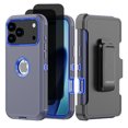thumbnail image 1 of Hotpom for iPhone 17 Pro Max Case with Belt Clip + 2 Pack Privacy Screen Protector Complete Body Tough Shockproof And Dustproof Protective Cover, Blue, 1 of 7