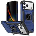 thumbnail image 1 of Hotpom for iPhone 17 Pro Max Case Dual Layer Rugged Shockproof Protection with 360° Rotating Stand and Car Mount Capability, Mobile Security Travel Accessory, Bule, 1 of 7