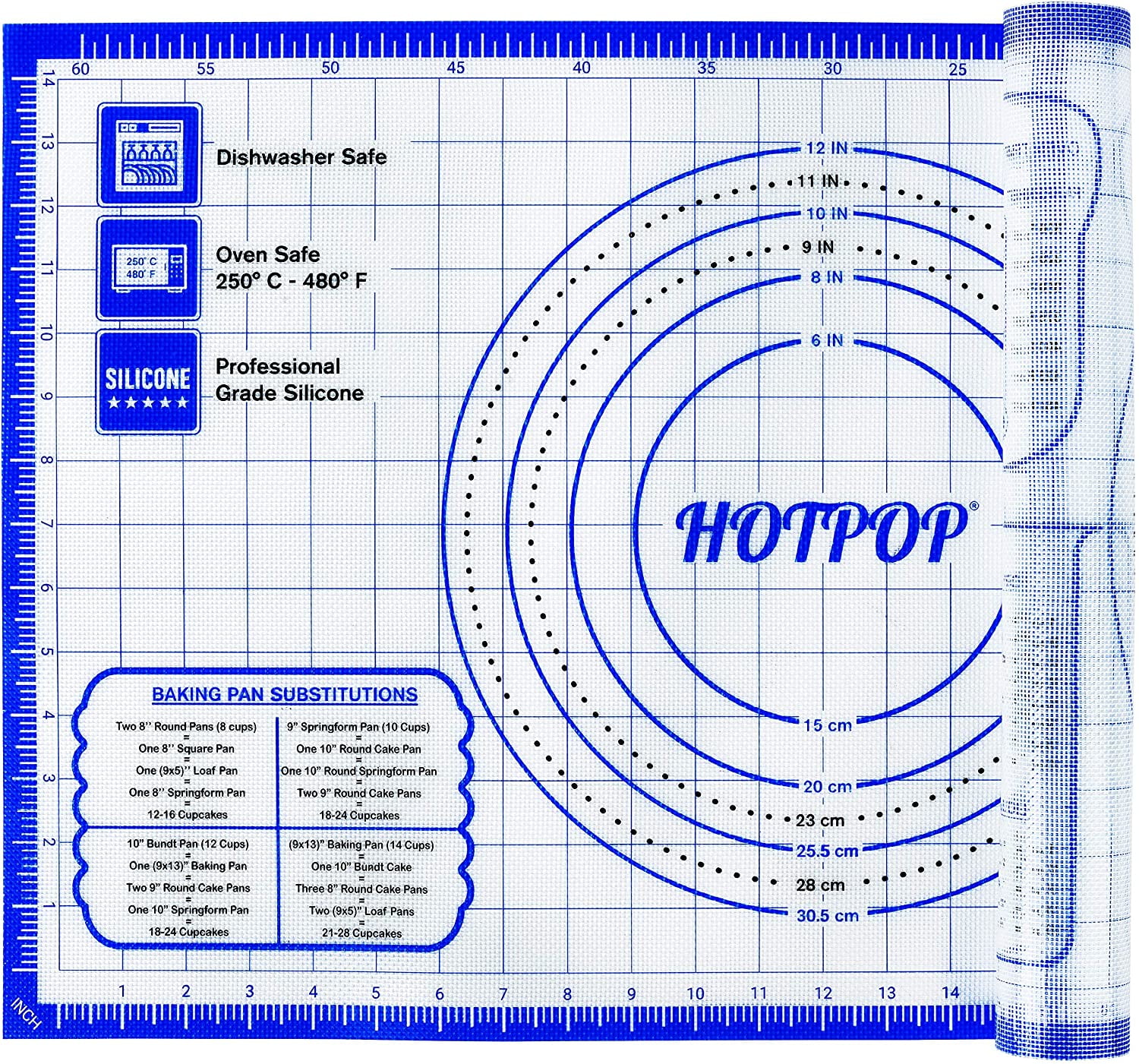 "Hotpop Silicone Pastry Mat 26""x16"" Nonstick Baking Mat with