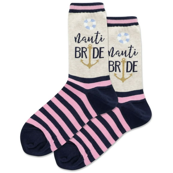 Hotsox Womens Nauti Bride Crew Socks 1 Pair, Navy, Womens 9-11
