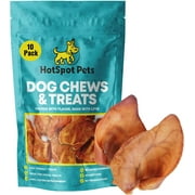 HotSpot Pets All Natural Protein Pig Ears Canine Chews Treats for Dogs, 10 Pack - Fully Digestible Single Ingredient