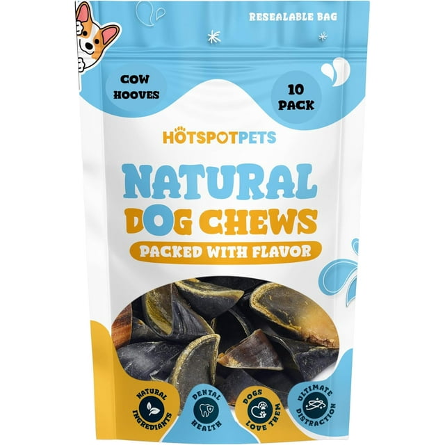 Hotspot Pets Full-Size Cow Hooves for Dogs | All-Natural Long Lasting Dog Chews (10 Pack)