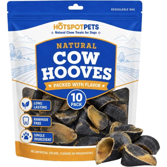 HotSpot Pets Natural Healthy Cow Hooves Dog Chews (10 Pack)