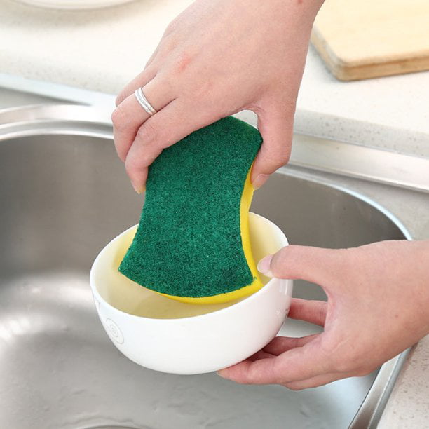 (10 Pack) Heavy Duty Scrub Sponges Kitchen Dish, Sink and Bathroom Cleaning Scrubber Sponge - with Non-smell Scouring Pad, Size: One size, Green