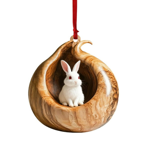karymi Charming Acrylic Christmas Tree Hollow Ornament with Adorable Animal Figures for Festive Hanging Decoration and Heartwarming Home Decor Home Decor up to 90% off