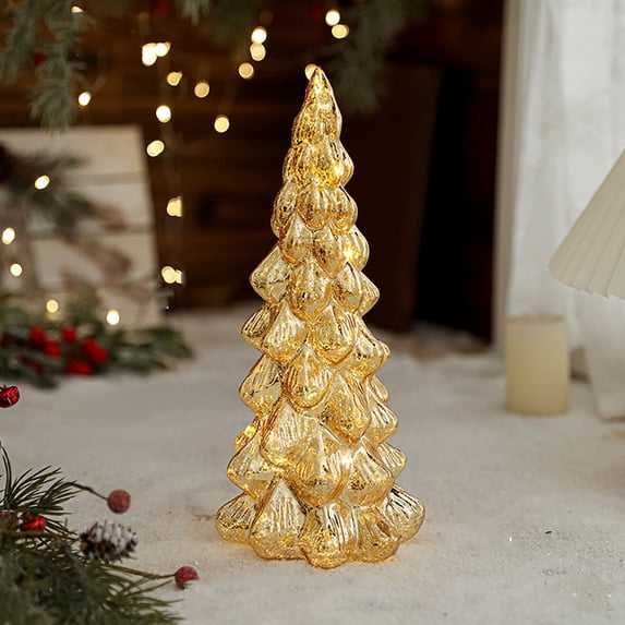karymi Illuminated Glass Tree 2026 Upgrade Glass Christmas Trees with Led Christmas Decorations Tree Figurine for Xmas Decor Home Party Centerpiece Mantel Gift Women Gifts
