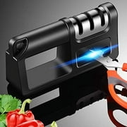 Hottest Knife Sharpener,4-in-1 Kitchen Chef Knife and Scissors Sharpener, Professional Diamond Rods Expertly Sharpen Steel, Ceramic Knives and Scissors Easily, Manual Knife Sharpeners Black