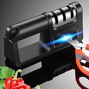 Hottest Knife Sharpener,4-in-1 Kitchen Chef Knife and Scissors Sharpener, Professional Diamond Rods Expertly Sharpen Steel, Ceramic Knives and Scissors Easily, Manual Knife Sharpeners Black
