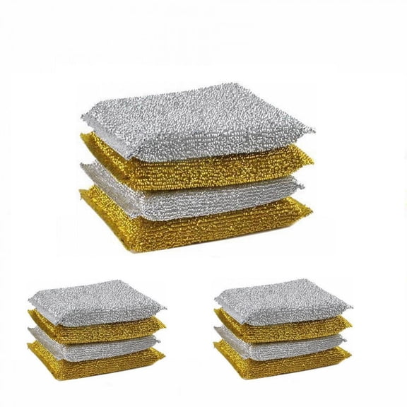 Hottest Microfiber Scrubber Sponge Non Scratch Kitchen Scrubbies Dishwashing And Bathroom Sponges Packs Of 12, Gold 1PCS