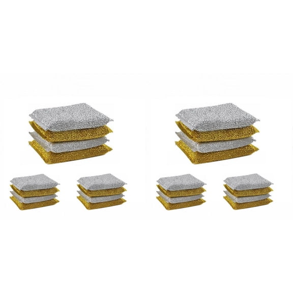 Hottest Microfiber Scrubber Sponge Non Scratch Kitchen Scrubbies Dishwashing And Bathroom Sponges Packs Of 12, Gold 2PCS