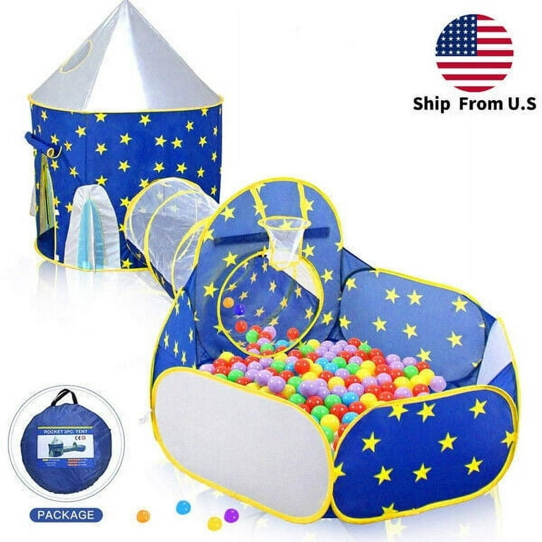 Hottest Rocket Ship Kids Ball Pit with Play Tent and Play Tunnel