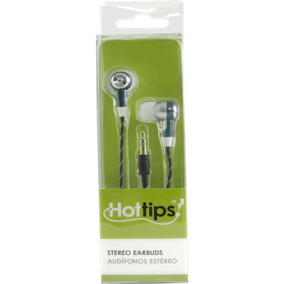 Hottips Stereo Earbuds, White/Silver (Pack of 12)