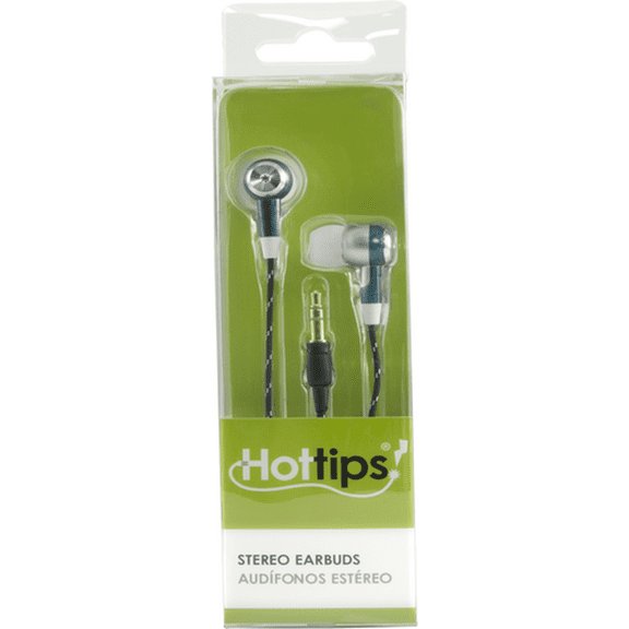 Hottips Stereo Earbuds, White/Silver (Pack of 32)
