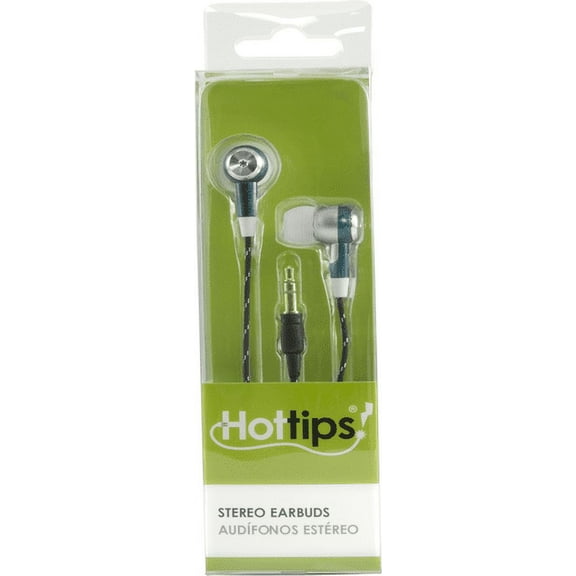 Hottips Stereo Earbuds, White/Silver (Pack of 3)
