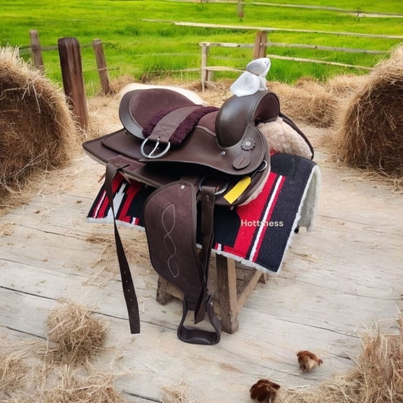 Hottmess Leather Horse Saddle, Brown