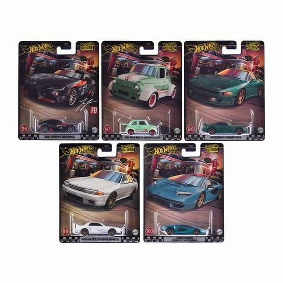 "Boulevard 96-100" 5 piece Set "Premium" 2024 Series Die Cast Model Cars by Hot Wheels
