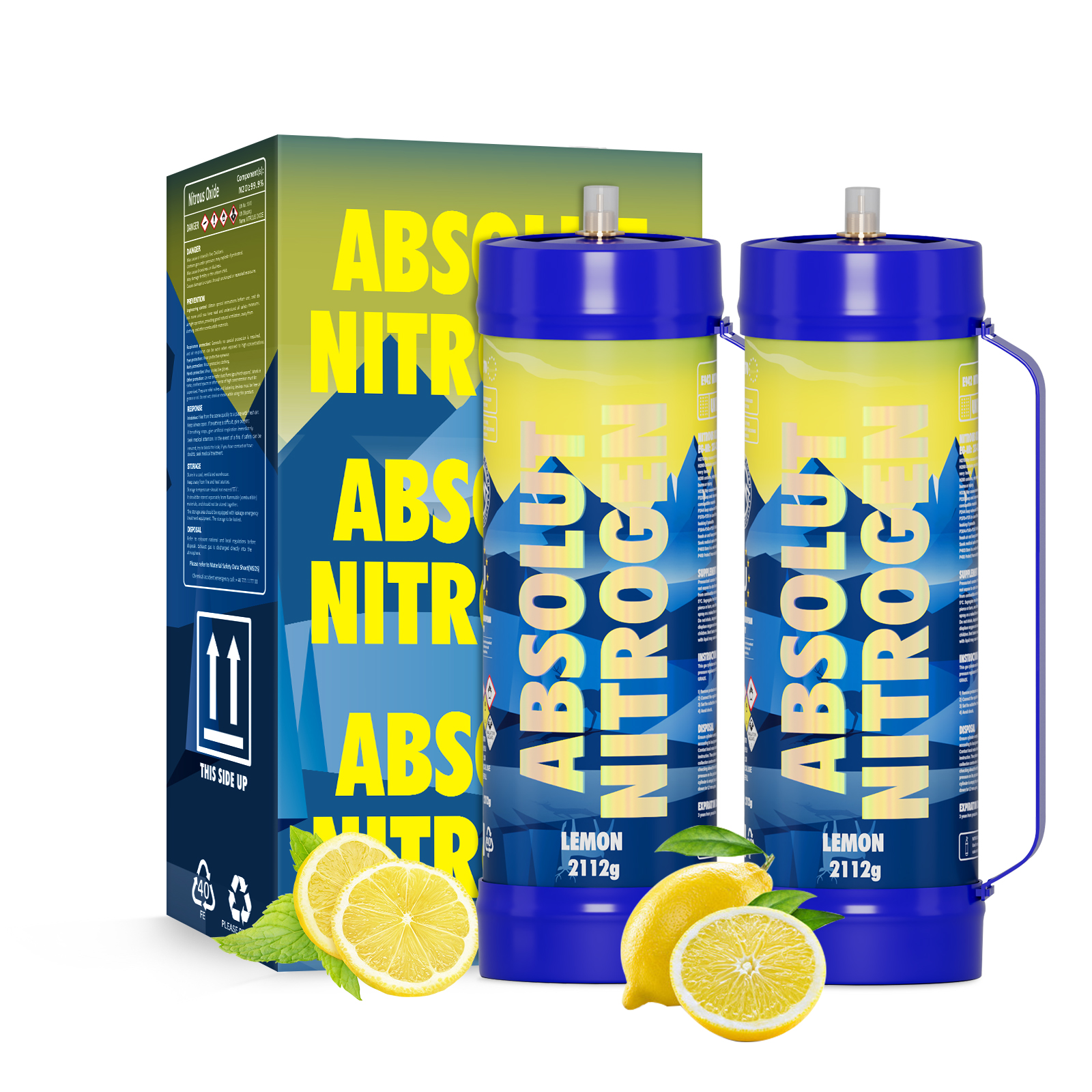 Hotwhip 2112G 3.3L Lemon Ultra Pure Whipped Cream Charger Food Grade 99.9 Pure Nitrous Oxide