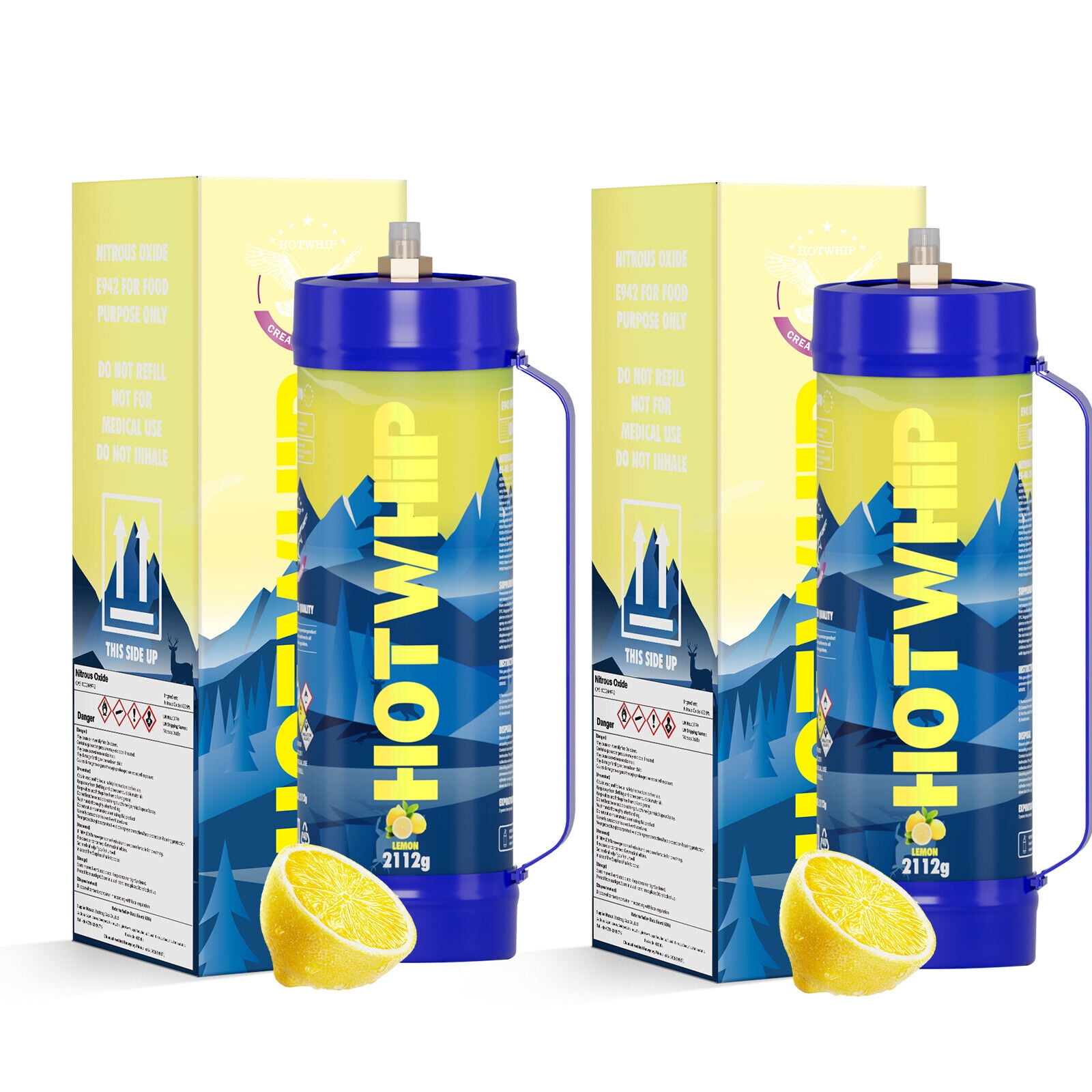 Hotwhip Lemon Flavored N2O Chargers Food Grade Nitrous Oxide Tank