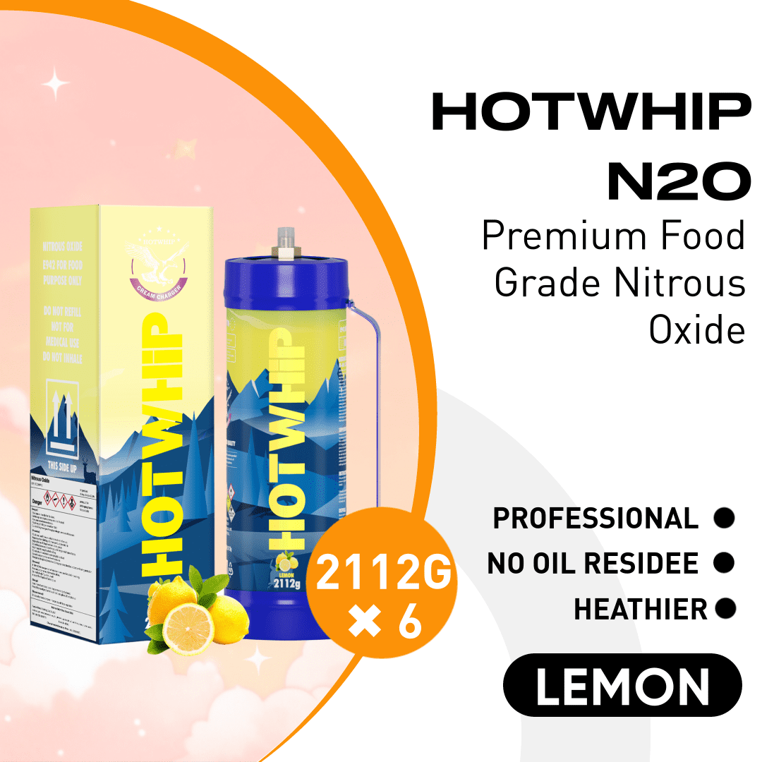 Hotwhip Lemon Flavored N2O Chargers Food Grade Nitrous Oxide Tank