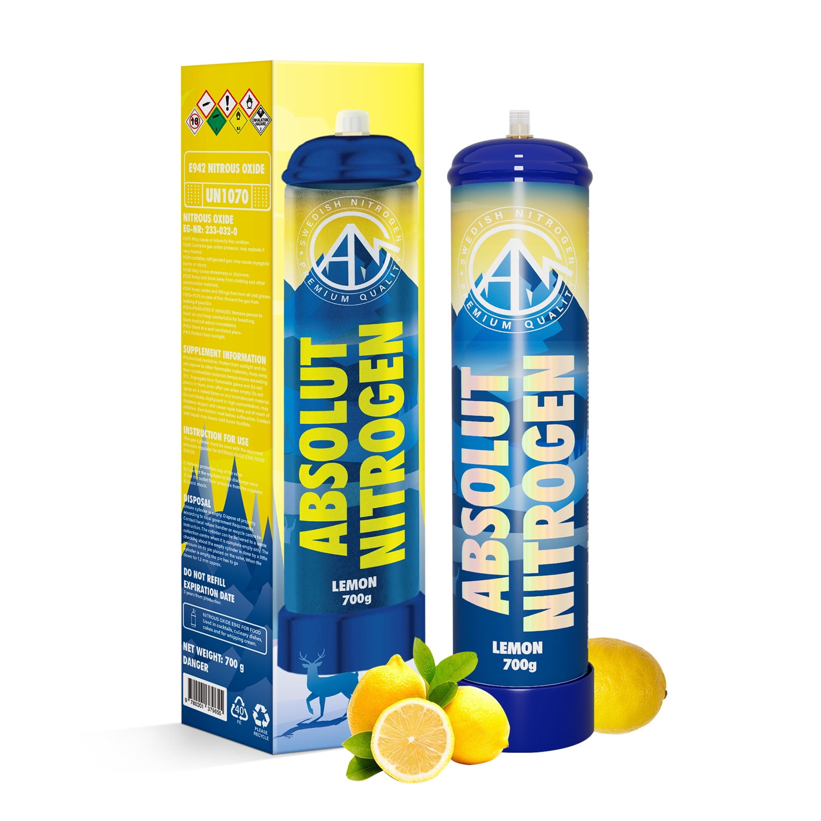 Hotwhip Nitrous Oxide Whipped Cream Charger (Lemon, 1pc, 700g 1.1L