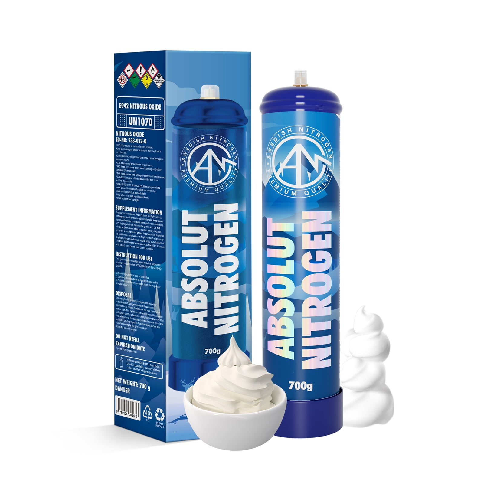 Hotwhip Nitrous Oxide Whipped Cream Charger (Original, 1pc, 700g 1.1L) Nitrous Tank Whip Cream