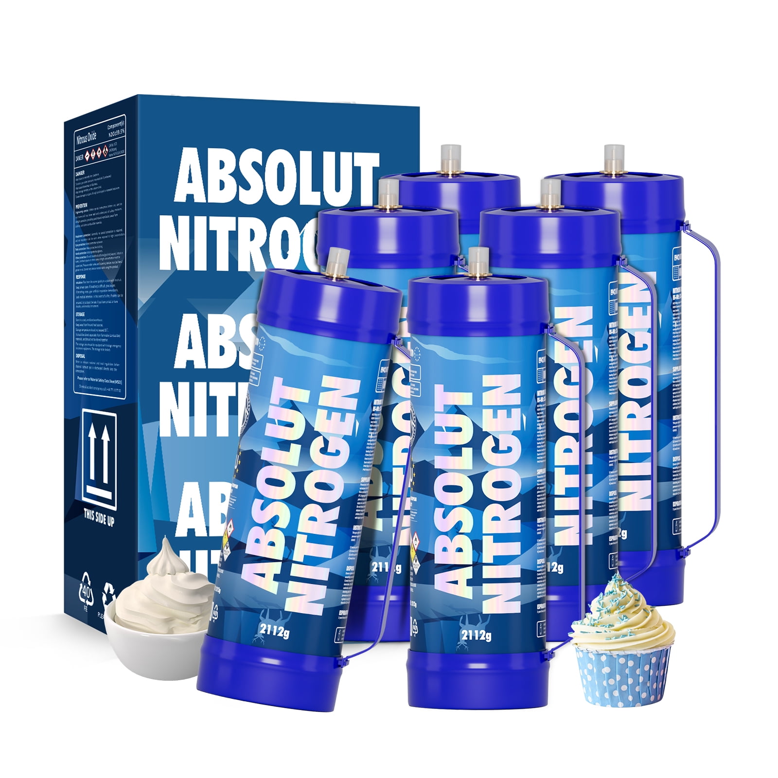 Hotwhip Nitrous Oxide Whipped Cream Charger (Original Flavor, 6pc, 2112g 3.3L) Nitrous Tank Whip