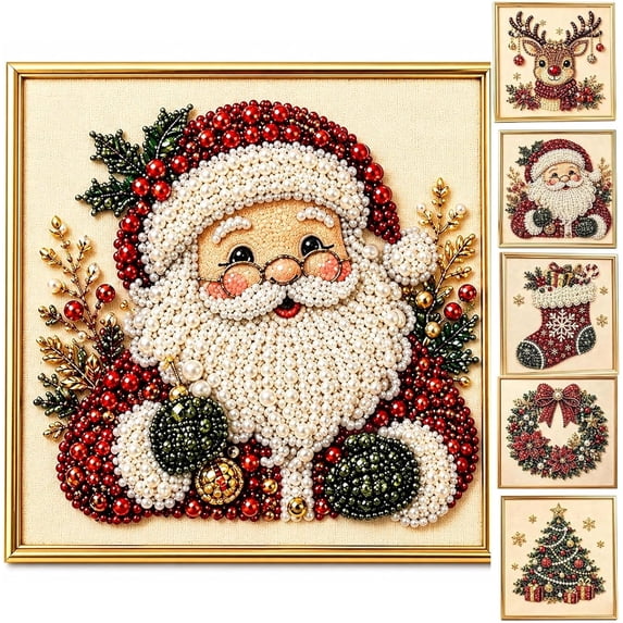 Hotyverty Christmas Pearl Art Kits for Adults, Beads Art Craft for Adults & Beginners, Home Wall Art Decor (Santa)