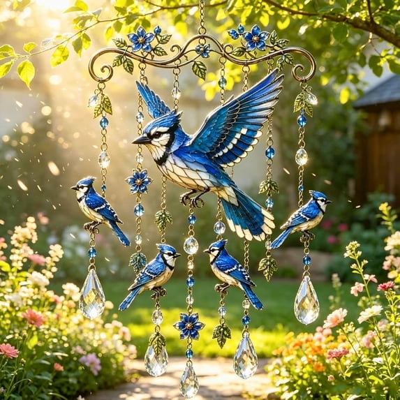 Hotyverty Graceful Hummingbird Wind Chime, Wind Chimes for Outside, Stained Glass & Crystal Sun Catcher Windchime, Colorful Bird Yard Decorations Outdoor, Memorial Gardening Gift for Women #B