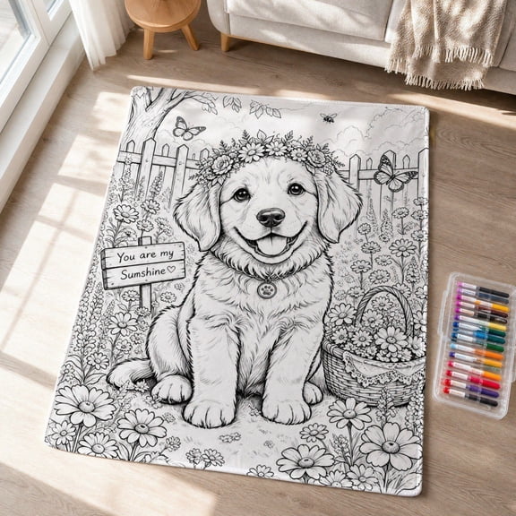 Hotyverty Washable DIY Coloring Blanket, Color Your Own Throw Blanket for Kidults, Creative Art Blankets, Personalized Home Decor for Gifts & Holidays, #C