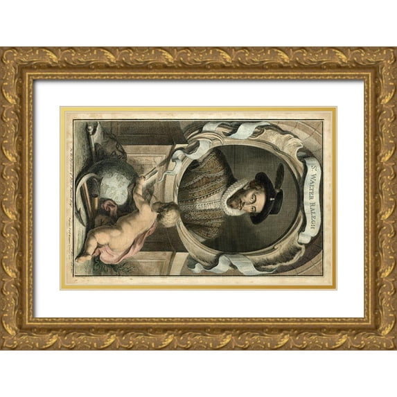 Houbraken, J. 24x17 Gold Ornate Wood Framed with Double Matting Museum Art Print Titled - Houbraken Portrait V