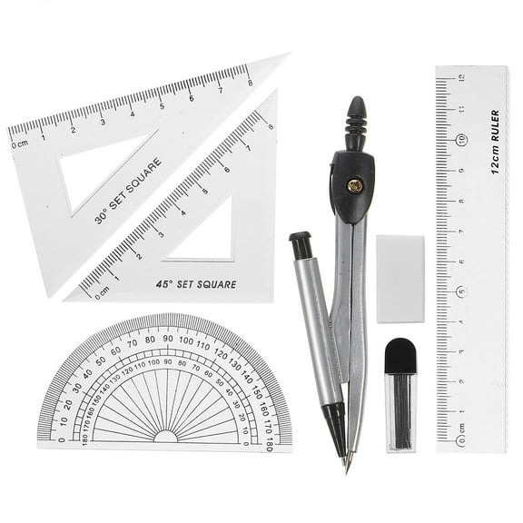 Houderco 1 Set Metal Drawing Tool with Compass and Protractor for Woodworking and Drafting