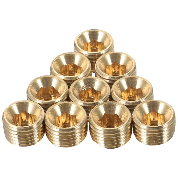 Houderco 10Pcs Pipe Fitting Adapter Copper Pipe Plug for Water Pipe Fittings 0.47X0.47X0.28In
