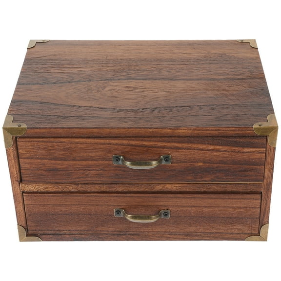 Houderco 1Pcs Rectangular Wood Material Versatile Storage Case for Bathroom 9.43X7.07X5.11in