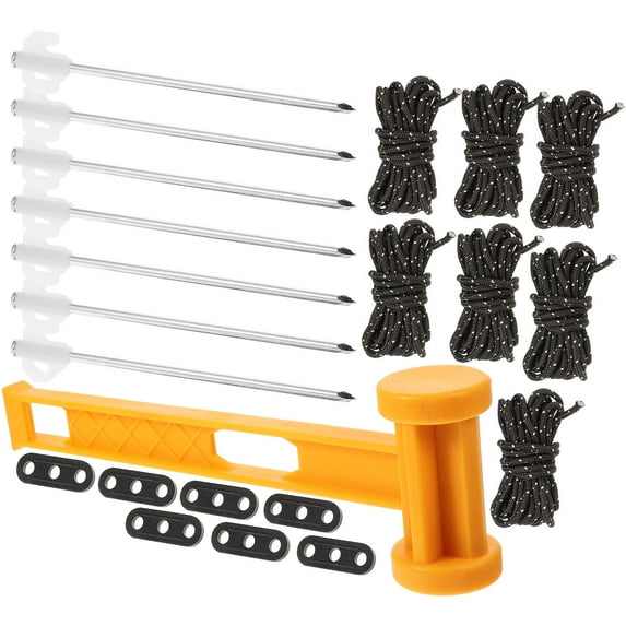 Houderco 1Set Plastic Camping Tent Pegs Windproof Rope for Traveling Outdoor Enthusiasts