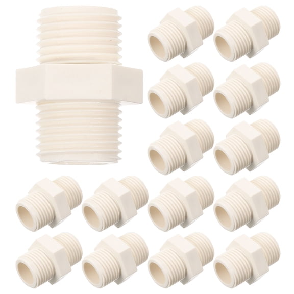 Houderco 20Pcs White Plastic PVC Hose Pipe Connector for Cold Water Supply Lines and Outdoor Applications 3.5x3.0x3.0in