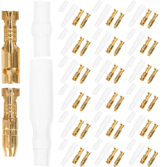 Houderco 50 Sets Electric Connector Kit Male And Female Connectors Set Golden For Electronic Devices