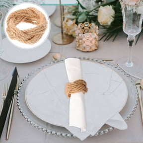 Houderco 6Pcs Khaki Flax Rope Napkin Ring for Table Decoration Rustic Style 2.4x2.4x1.6in