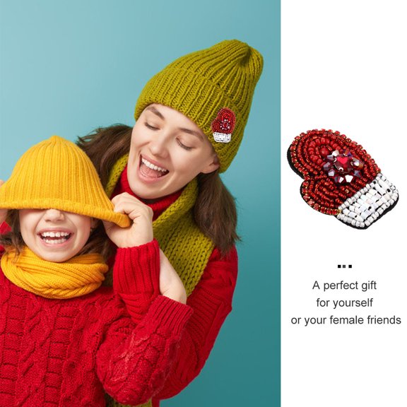 Houderco Red Christmas Cloth Patch Embroidered Glove Applique for Casual Wear Hats Bags