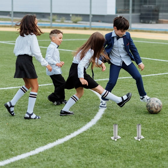 Houderco Soccer Equipment for Training 2Pcs Silver Iron Corner Flag 11.8X2.9X1.8in