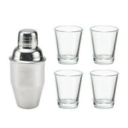 Houdini 5-piece Stainless Steel Shaker and Glass Shot Cup Set