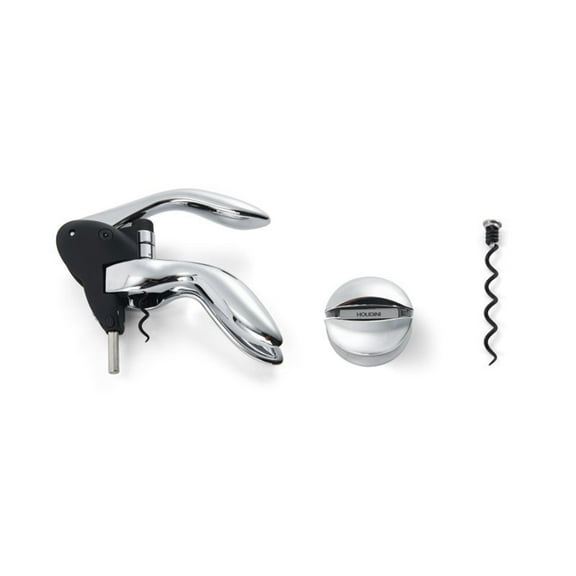 Houdini Deluxe Corkscrew Set in Stainless Steel and Black