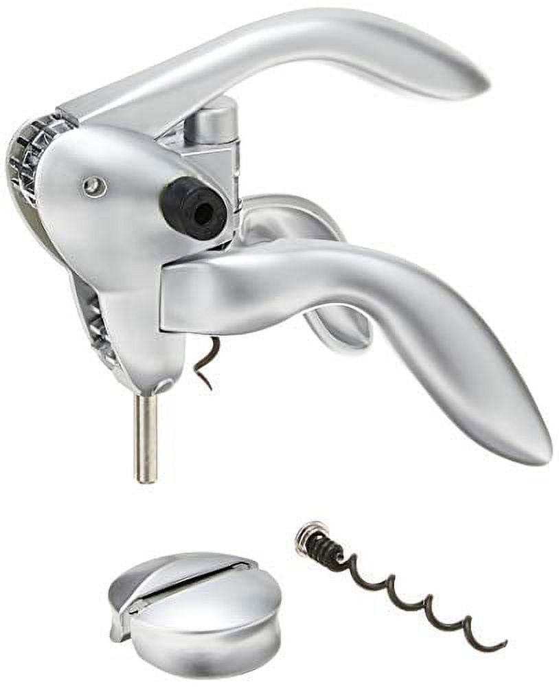 Houdini Lever Corkscrew with Foil Cutter and Extra Spiral (Silver