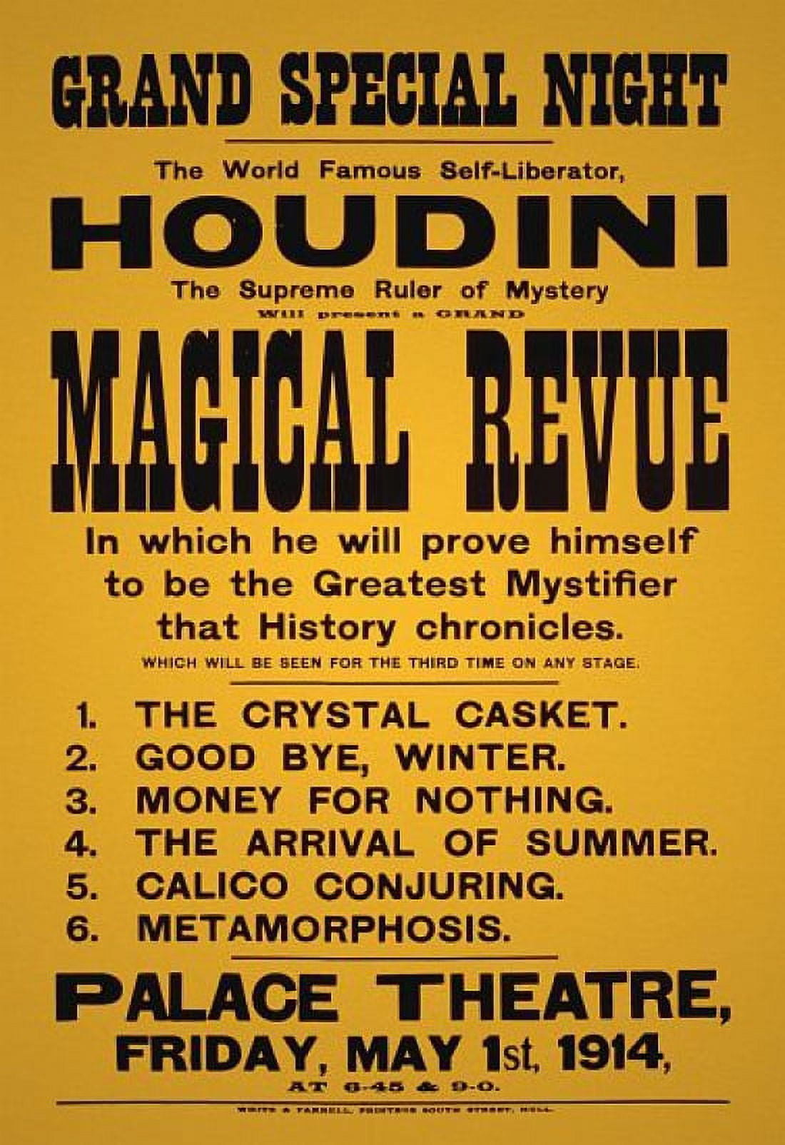 Houdini Magical Revue Magic Canvas Art - (18 x 24)