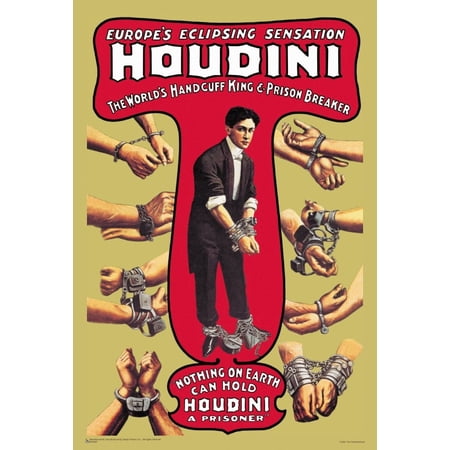 Houdini - The World's Handcuff King and Prison Breaker Mini Poster 12.5" x 18.5" Laminated