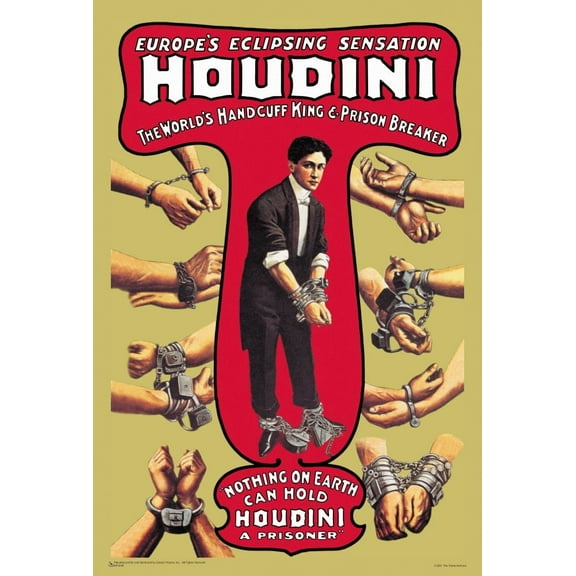 Houdini - The World's Handcuff King and Prison Breaker Mini Poster 12" x 18"