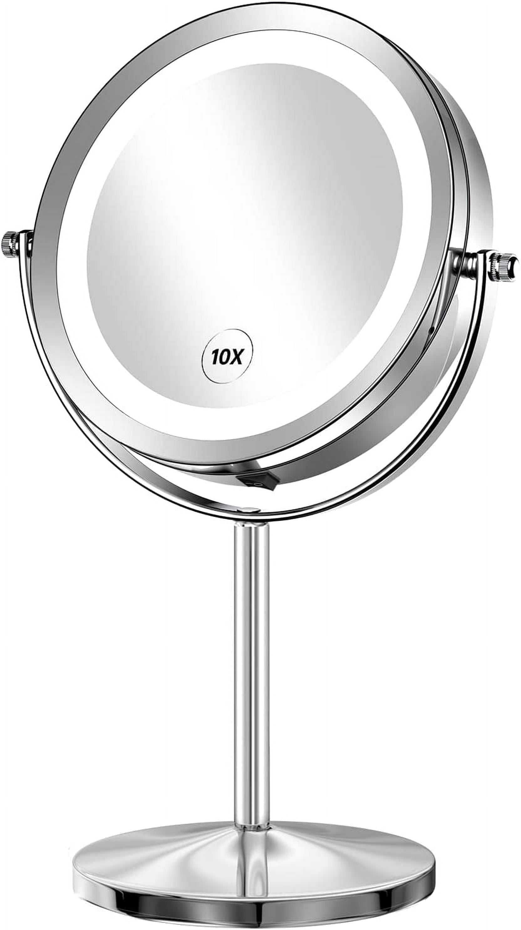 Houflody 1x/10x Magnifying Lighted Makeup Mirror Double Sided Round