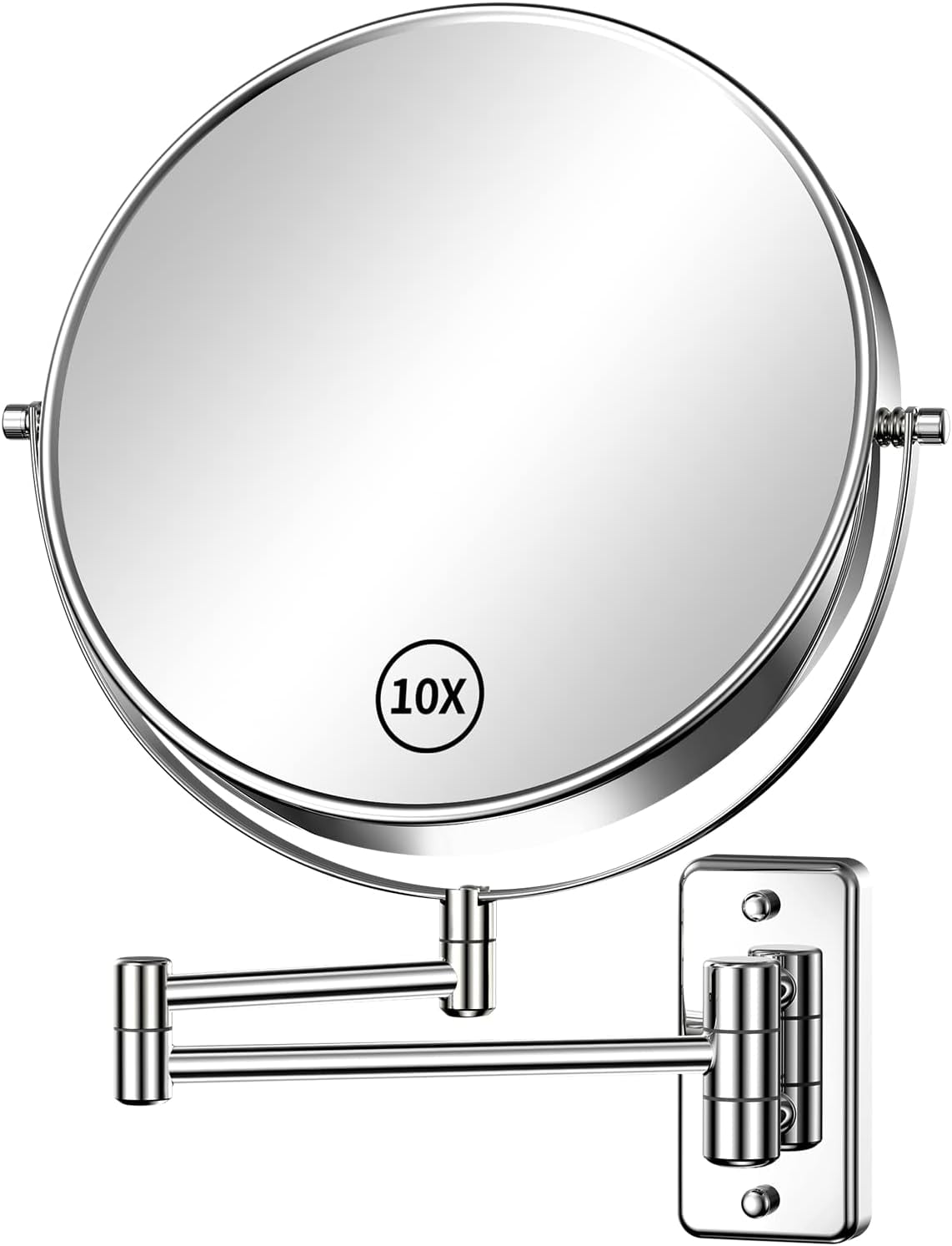 Houflody Wall Mounted Makeup Mirror, 1X & 10X Magnification, 9 inch Vanity Magnifying Makeup