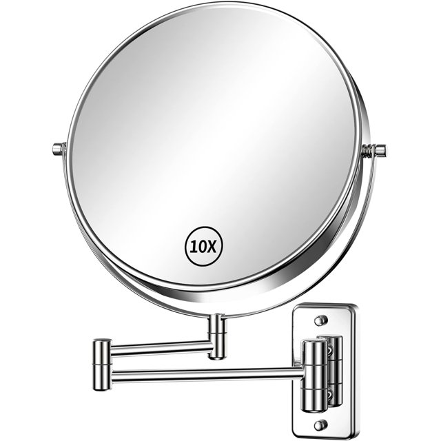 Houflody Wall Mounted Makeup Mirror, 1X & 10X Magnification, 9 inch