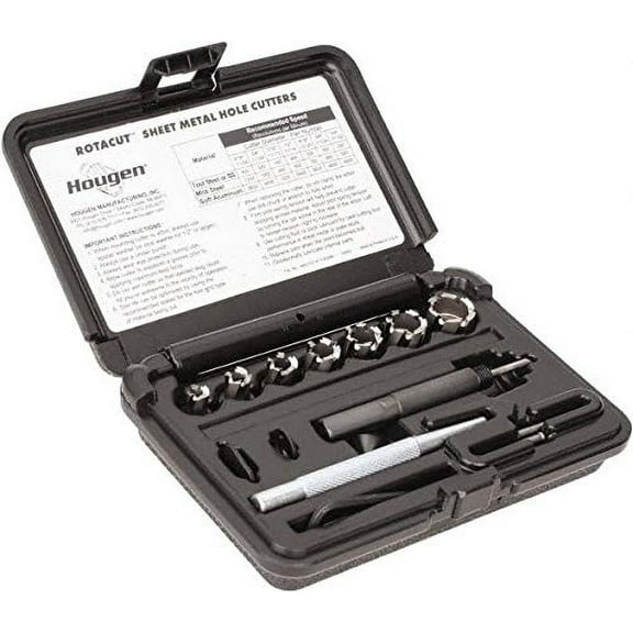Hougen 11075 RotaCut High Speed Steel Cutter Kit 5/16, 3/8", 7/16, 1/2", 9/16, 5/8, 3/4", 1/4" Cutting Depth, Bright Finish, 3/8" Shank