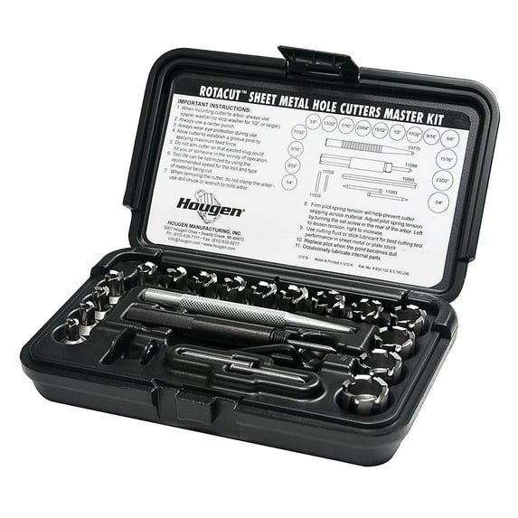 Hougen 11085 RotaCut Hole Cutter Master Kit - Fractional 21 Piece 14 to 34 Cutter Diameter 14 Cutting Depth